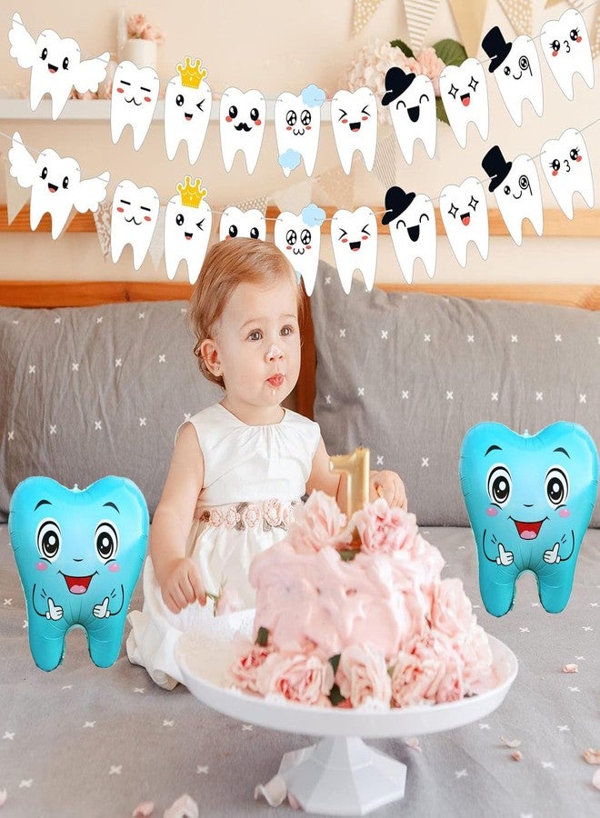 OHLIGEI 5PCS Blue Tooth Shaped Foil Balloons Teeth Mylar Balloons Tooth Inflatable Balloons for Tooth Themed Birthday Party Decorations Blue - Image 4